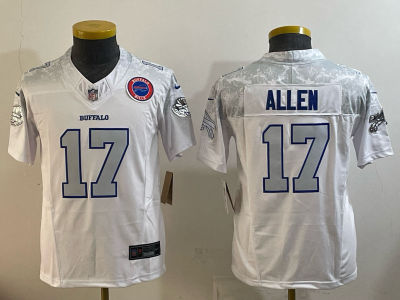 Youth 2025 Buffalo Bills 17 Allen white 5th generation Throwback Nike Limited NFL Jersey style 010